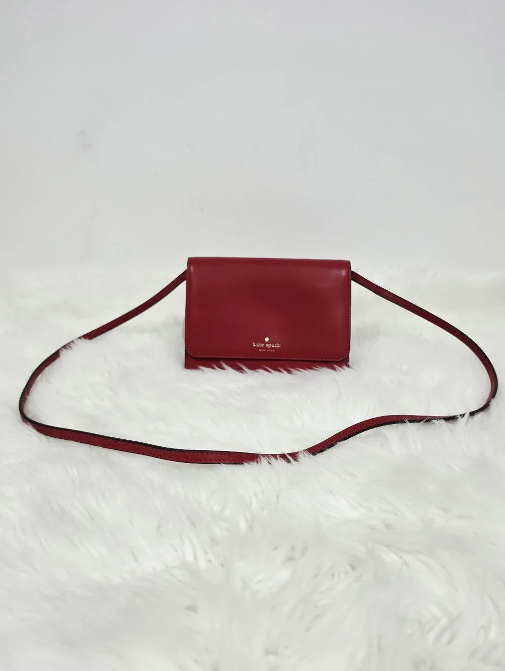 Kate Spade Red Leather Crossbody Wallet Clutch Purse Phone Bag